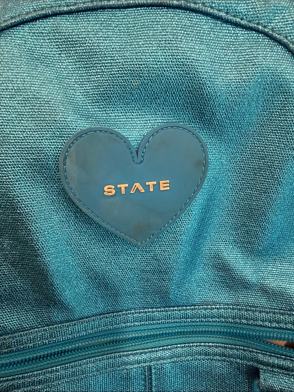 STATE Metallic Teal Heart Backpack (mini Kane)